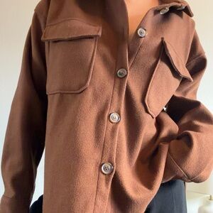 Brown Button-Up Women's Jacket